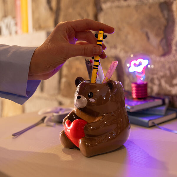 Ceramic Pen Holder - Teddy Bear - Desk Friends