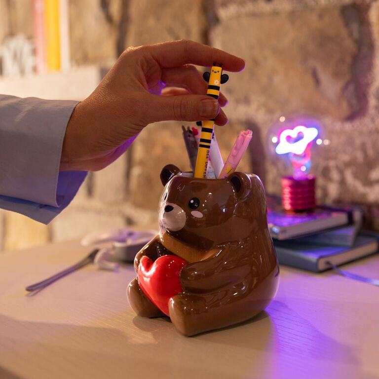 Ceramic Pen Holder - Teddy Bear - Desk Friends