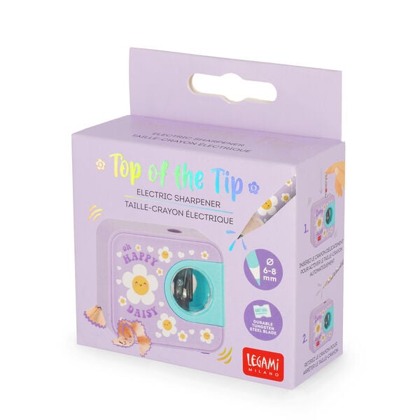 Electric Pencil Sharpener - Top of the Tip - Daisy Electric Pencil Sharpener - Top of the Tip - Daisy