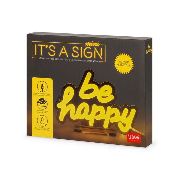 Mini-LED-Leuchtschild mit Neon-Effekt - It's a Sign Mini - Be Happy Mini-LED-Leuchtschild mit Neon-Effekt - It's a Sign Mini - Be Happy