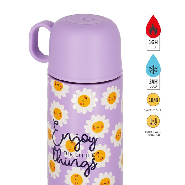 Vacuum Bottle with Cup - Hot & Cold - Daisy Vacuum Bottle with Cup - Hot & Cold - Daisy