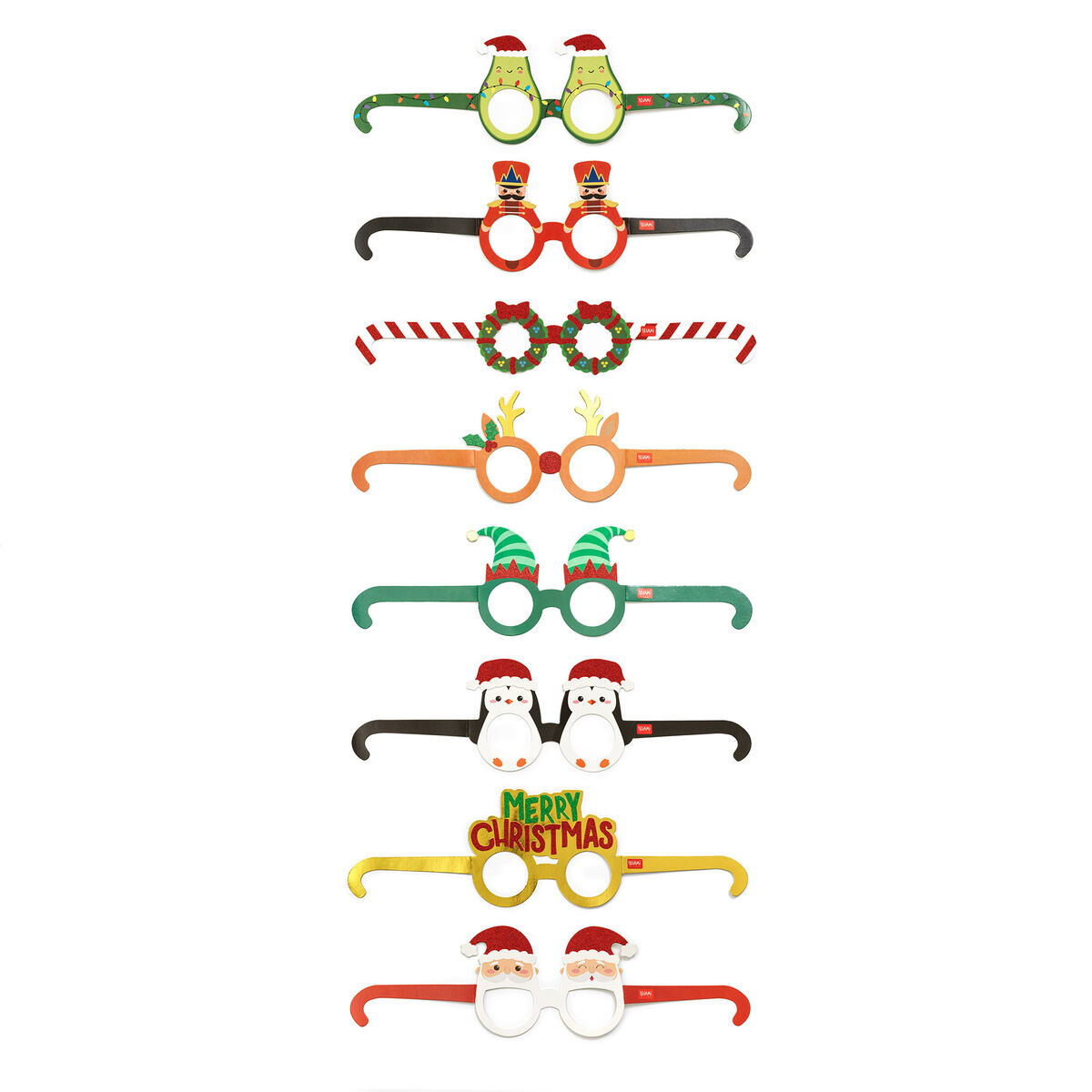 Set of 8 Christmas Paper Eyeglasses, , zoo