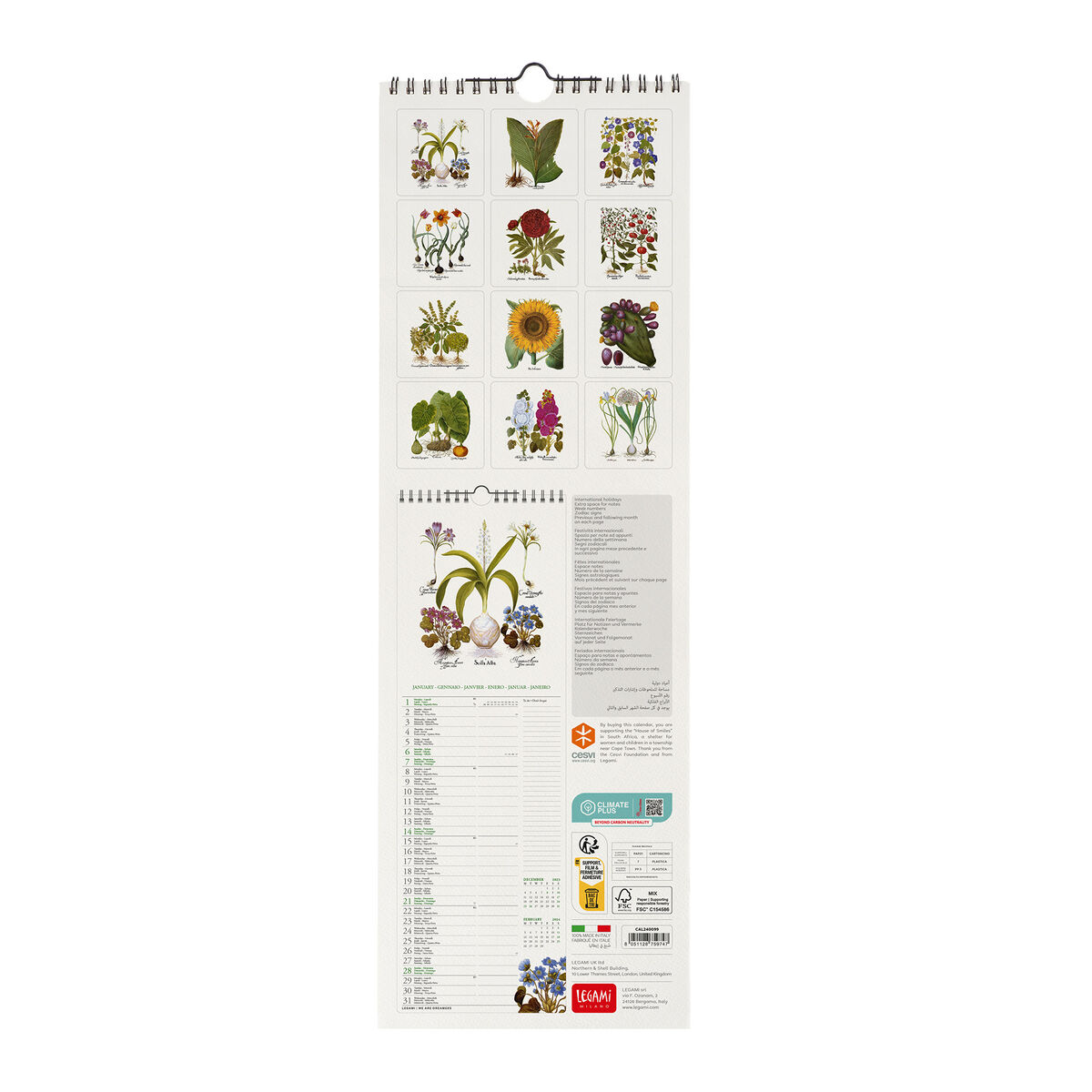Wall Calendar 2024 - 16 x 49 Cm HERBARIUM | Legami.com Wall Calendar 2024 - 16 x 49 Cm HERBARIUM | Legami.com