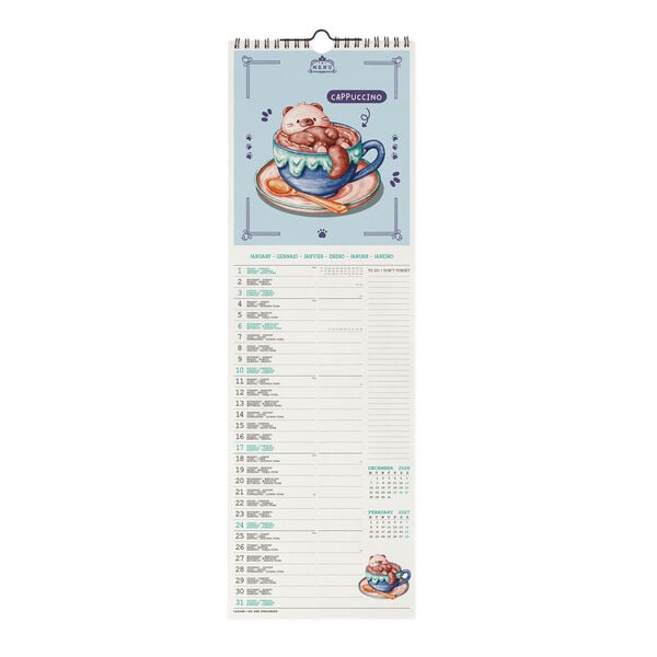 Calendario da Parete 2027 - 16 x 49 cm - Cutie Foodie