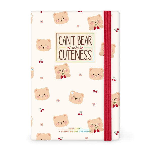 Agenda 12 Mesi Settimanale Fotografica Medium 2027 - Teddy Bear White