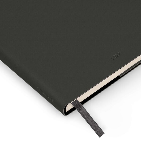Terminplaner für 12 Monate Wochenübersicht Medium mit Notizbuch 2027 - Black Suit
