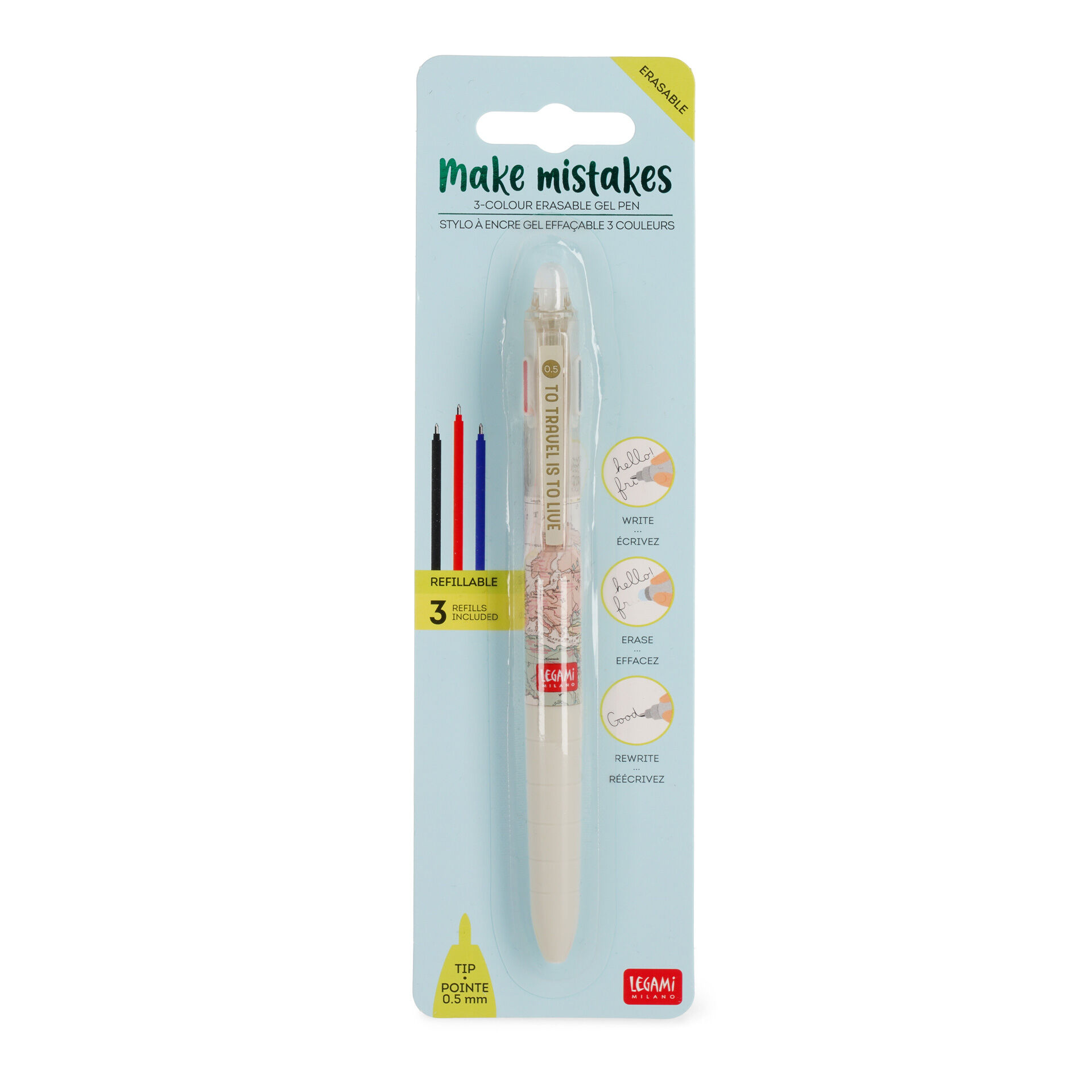 Recharges D'encre Pour Stylos Effaçables Mr. Wonderful - Lot De 3 (rouge, Vert, Noir) - Encre Gel Thermosensible 0,7 Mm - 2