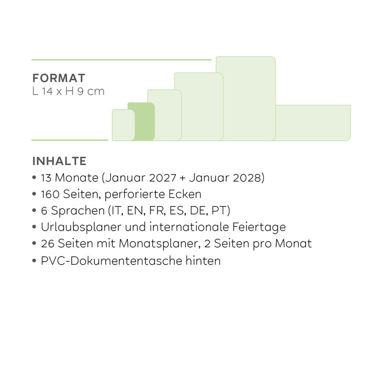 Terminplaner für 13 Monate Wochenübersicht Small 2027 - Eclectic Blue