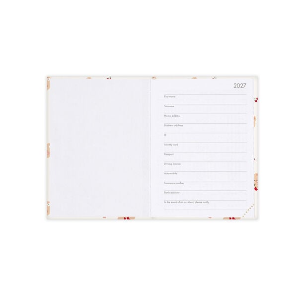 Agenda 12 Mesi Settimanale Fotografica  Mini 2027 - Teddy Bear White