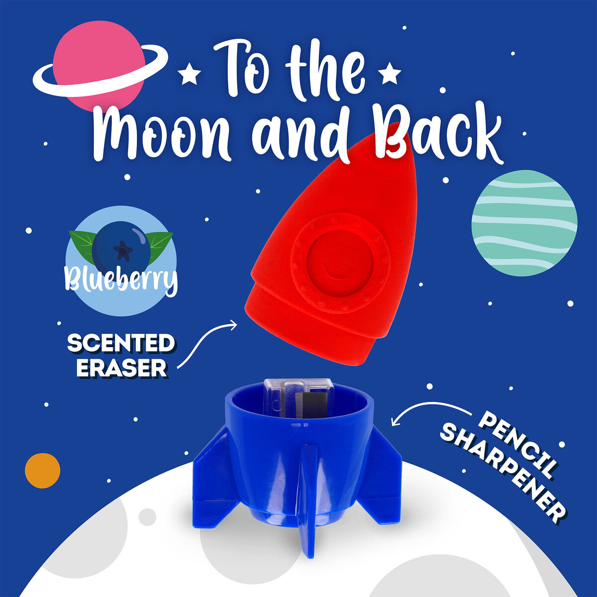 Pencil Sharpener with Eraser - To The Moon And Back, , zoo