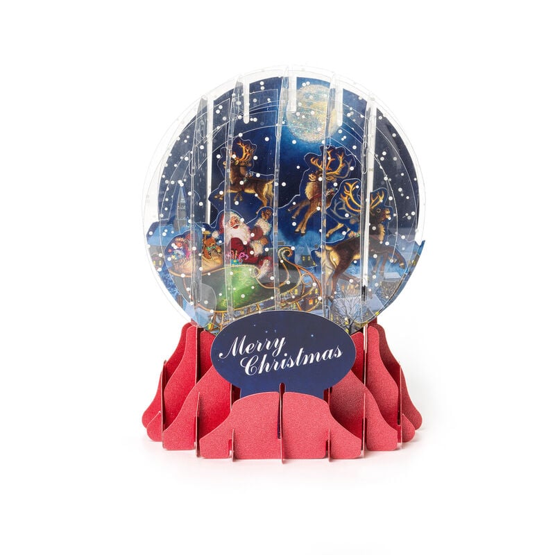 Tarjeta Desplegable de Navidad - Snow Globe - Large, , zoo