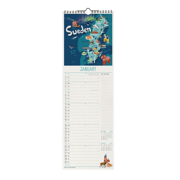Calendario da Parete 2027 - 16 x 49 cm - Let's Travel the World