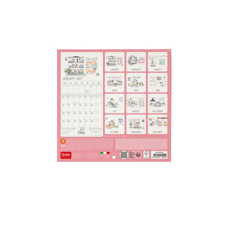 Calendario da Parete 2027 - 18 x 18 cm - Sketchy Cats Calendario da Parete 2027 - 18 x 18 cm - Sketchy Cats