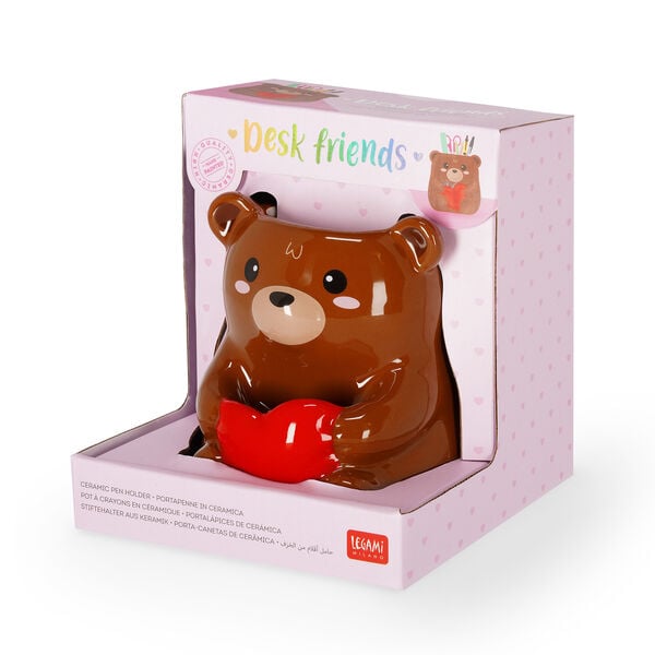 Ceramic Pen Holder - Teddy Bear - Desk Friends