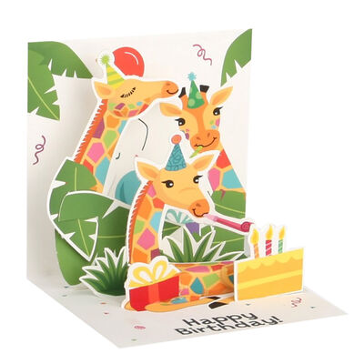 Small Pop Up Greeting Card - Giraffes