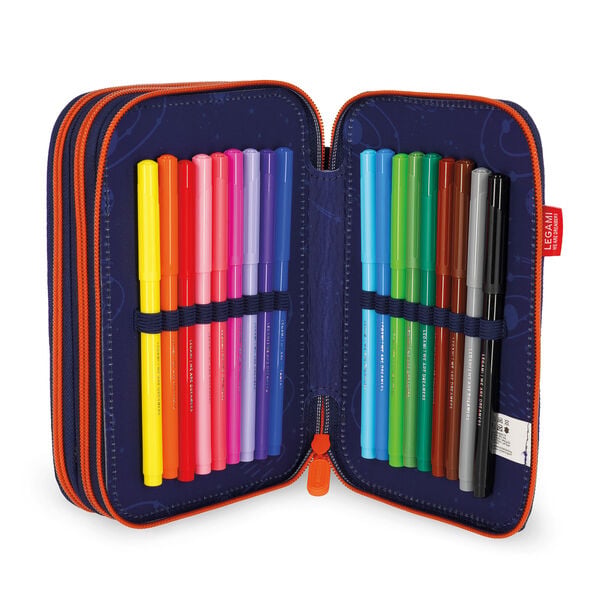 Pencil Case with Three Compartments - 3, 2, 1... Triple Fun - Space Pencil Case with Three Compartments - 3, 2, 1... Triple Fun - Space