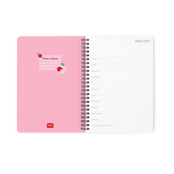Agenda Semanal 2026/2027 16 Meses - Teddy Bear Pink - Con Espiral - Large