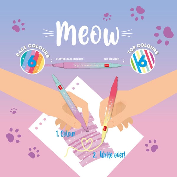 Set of 6 Dual-Tip Layering Markers - Meow