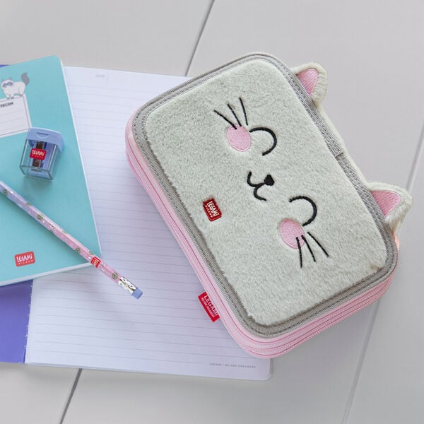 Pencil Case with Three Compartments - 3, 2, 1... Triple Fun - Kitty Pencil Case with Three Compartments - 3, 2, 1... Triple Fun - Kitty