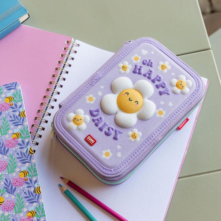 Astuccio 3 Scomparti - Daisy + 2 Penne Cancellabili Astuccio 3 Scomparti - Daisy + 2 Penne Cancellabili
