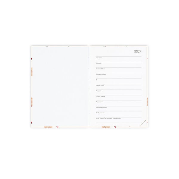 Agenda 12 Mesi Giornaliera Fotografica Small 2027 - Teddy Bear White