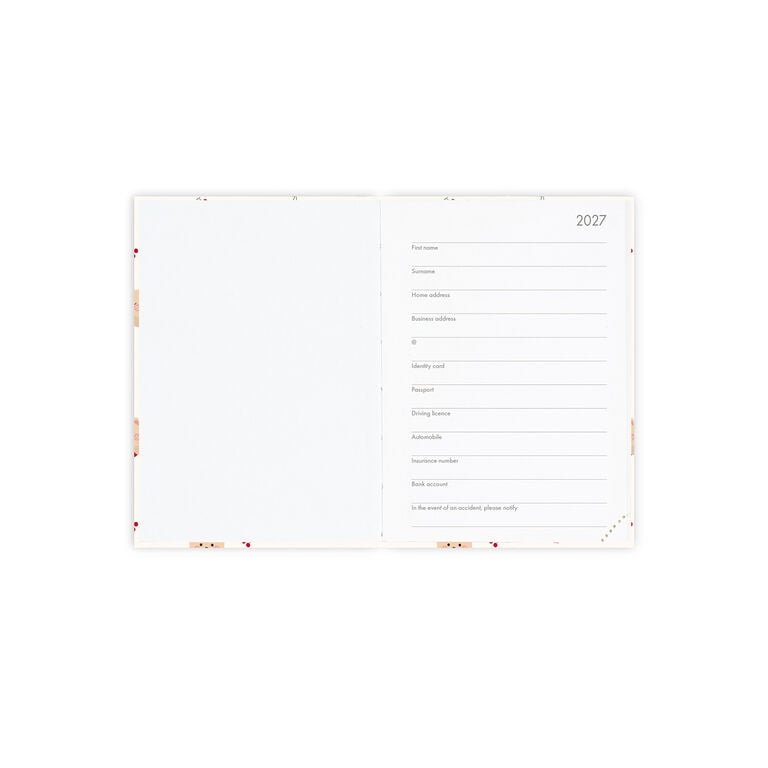 Agenda 12 Mesi Giornaliera Fotografica Small 2027 - Teddy Bear White