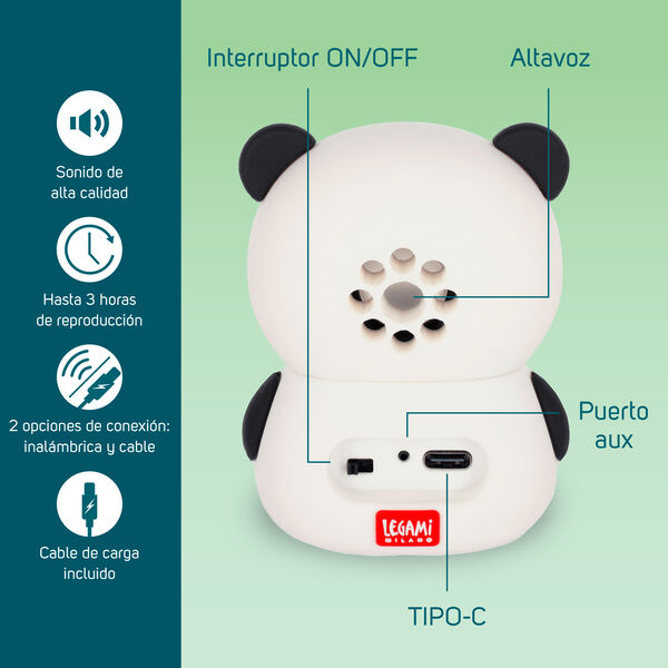 Altavoz Inalámbrico con Soporte - Panda - The Sound of Cuteness