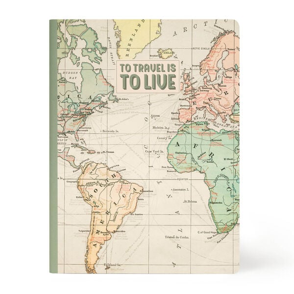B5 Lined Notebook with Illustrated Hard Cover - Travel Map B5 Lined Notebook with Illustrated Hard Cover - Travel Map