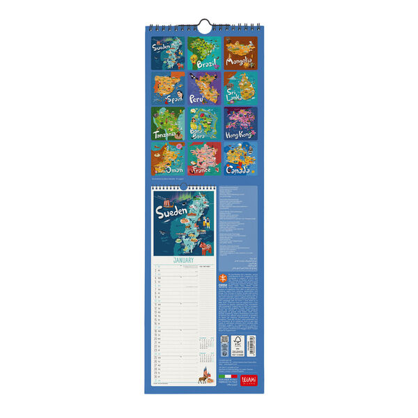Calendario da Parete 2027 - 16 x 49 cm - Let's Travel the World