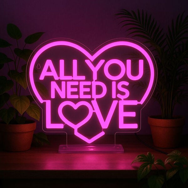Lampada Led Effetto Neon - All You Need is Love - It's a Sign Lampada Led Effetto Neon - All You Need is Love - It's a Sign