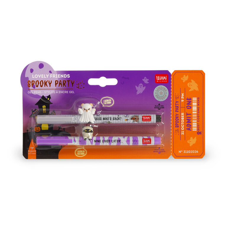 Set de 2 Bolígrafos Gel con Animal Decorativo - Lovely Friends - Spooky Party