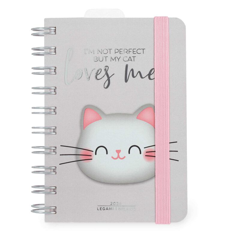 12-Month Daily Diary - Small - Spiral Bound - 2024 KITTY 
