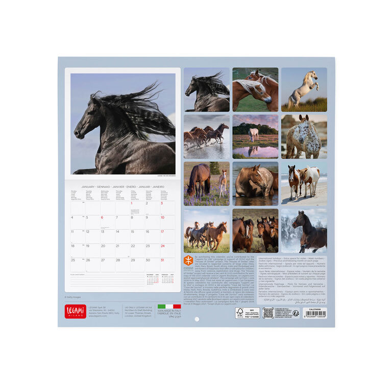 Calendario da Parete 2027 - 30 x 29 cm - Wild Horses Calendario da Parete 2027 - 30 x 29 cm - Wild Horses