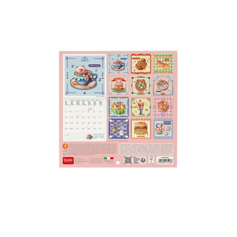 Calendario da Parete 2027 - 18 x 18 cm - Cutie Foodie Calendario da Parete 2027 - 18 x 18 cm - Cutie Foodie