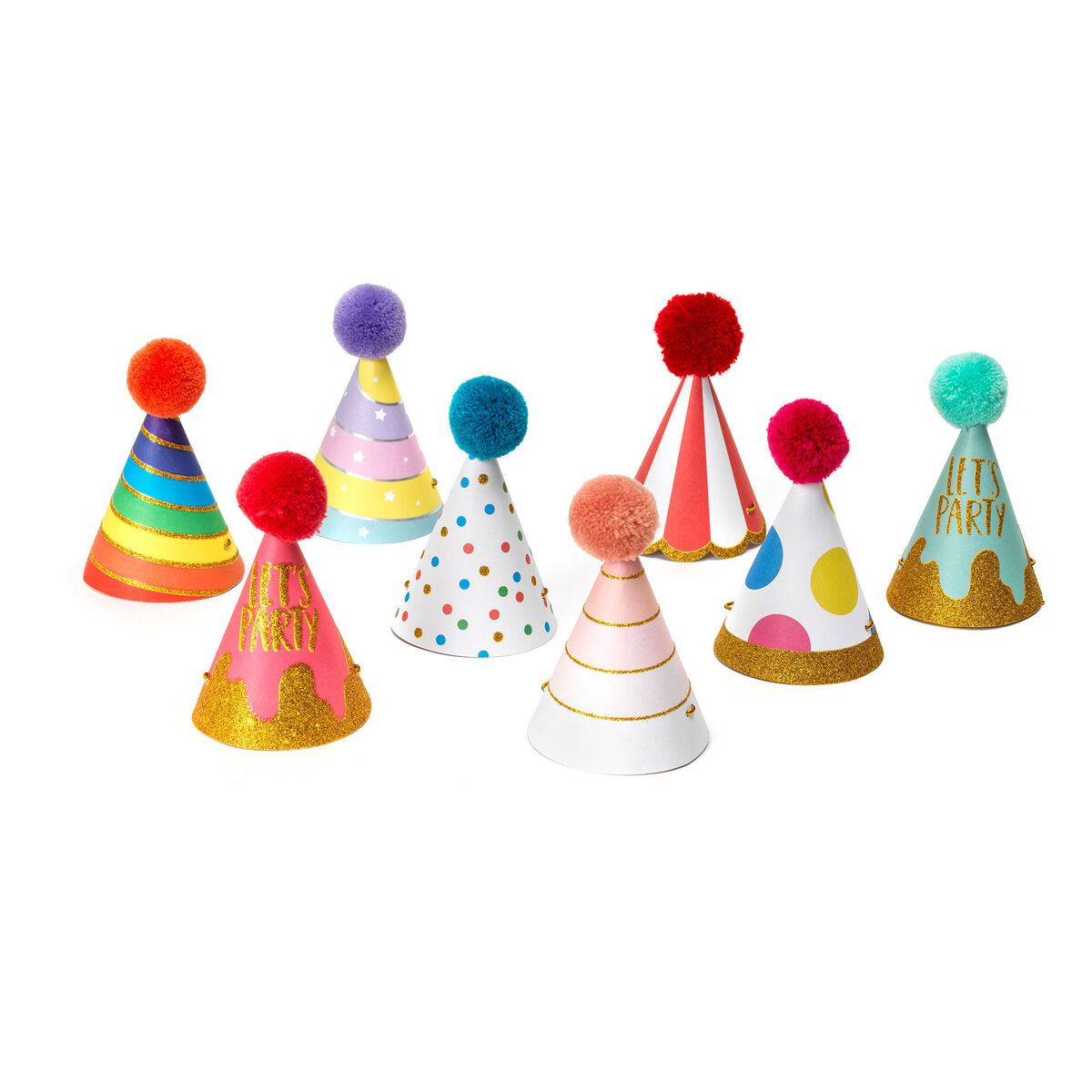 The Party is On - Set of 8 Party Hats, , zoo