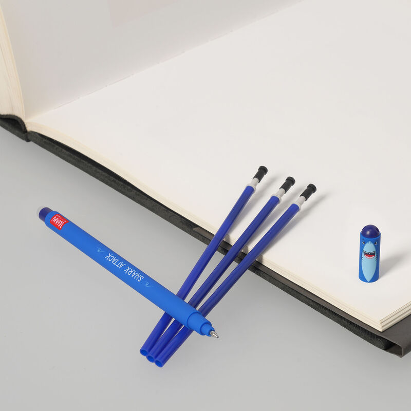 Set Löschbarer Stift Shark mit blauer Ersatzmine, , zoo
