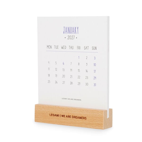 Calendario con Base in Legno - 2027