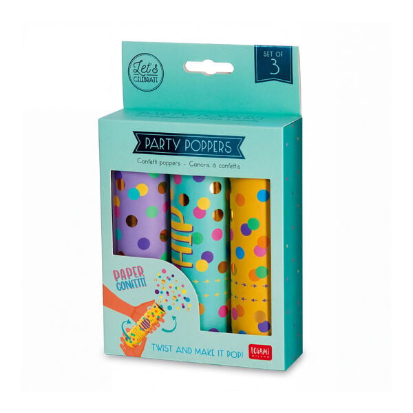 Set de 3 Mini Canons à Confettis - Party Poppers Set de 3 Mini Canons à Confettis - Party Poppers