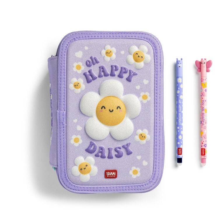 Astuccio 3 Scomparti - Daisy + 2 Penne Cancellabili Astuccio 3 Scomparti - Daisy + 2 Penne Cancellabili