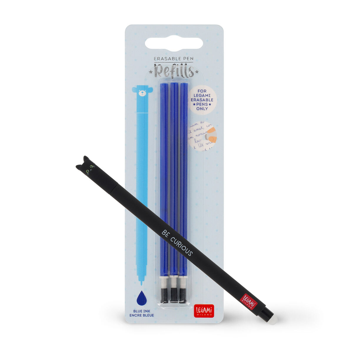 Set Löschbarer Stift Kitty mit blauer Ersatzmine, , zoo