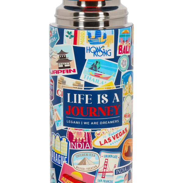 Vacuum Bottle with Cup - Hot & Cold - Travel Stickers Vacuum Bottle with Cup - Hot & Cold - Travel Stickers