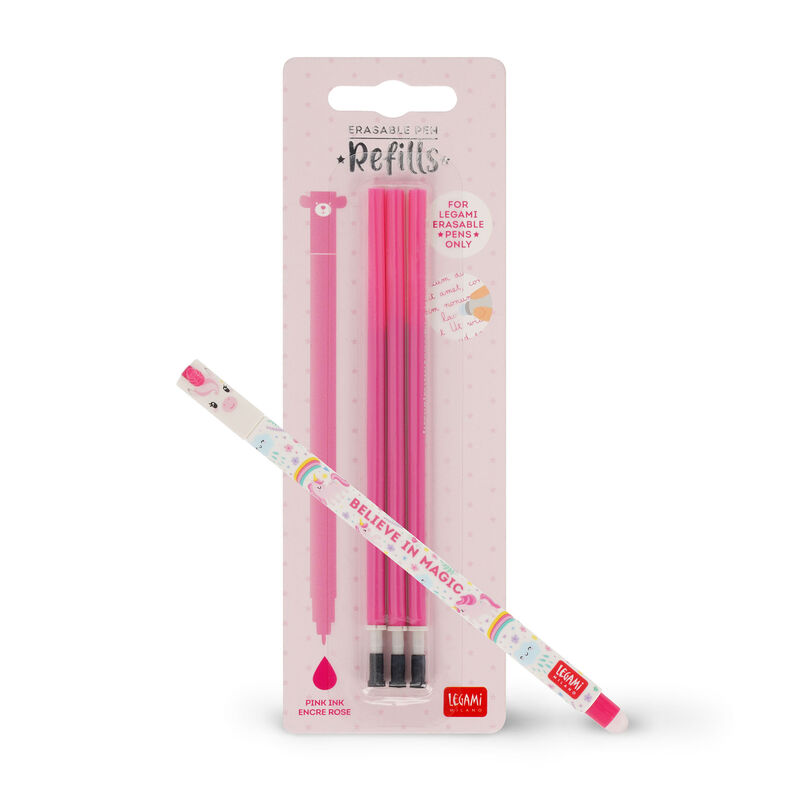 Set Löschbarer Stift Unicorn mit rosa Ersatzmine, , zoo