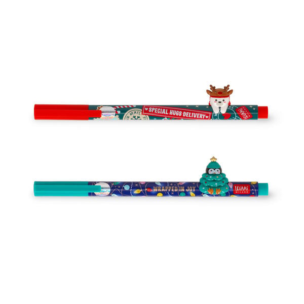 Set di 2 Penne Gel con Animaletto Decorativo - Jingle All the Way