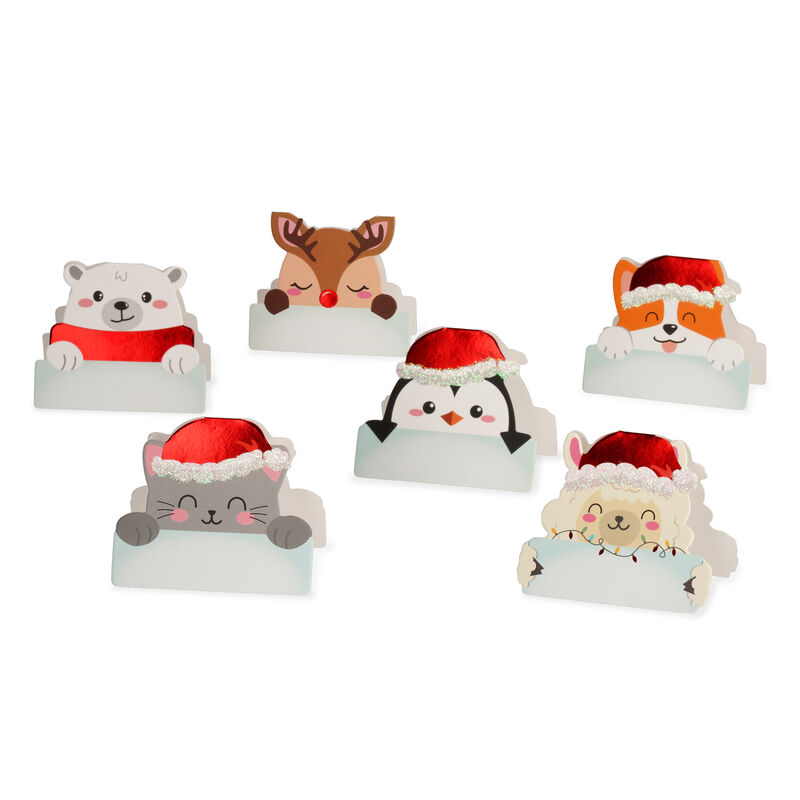 Set of 12 Christmas place cards, , zoo
