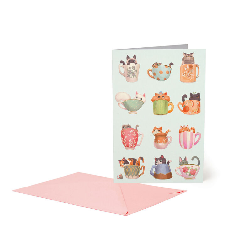 Glückwunschkarte – Large – Various – Greeting Card – Cats Tea Cup