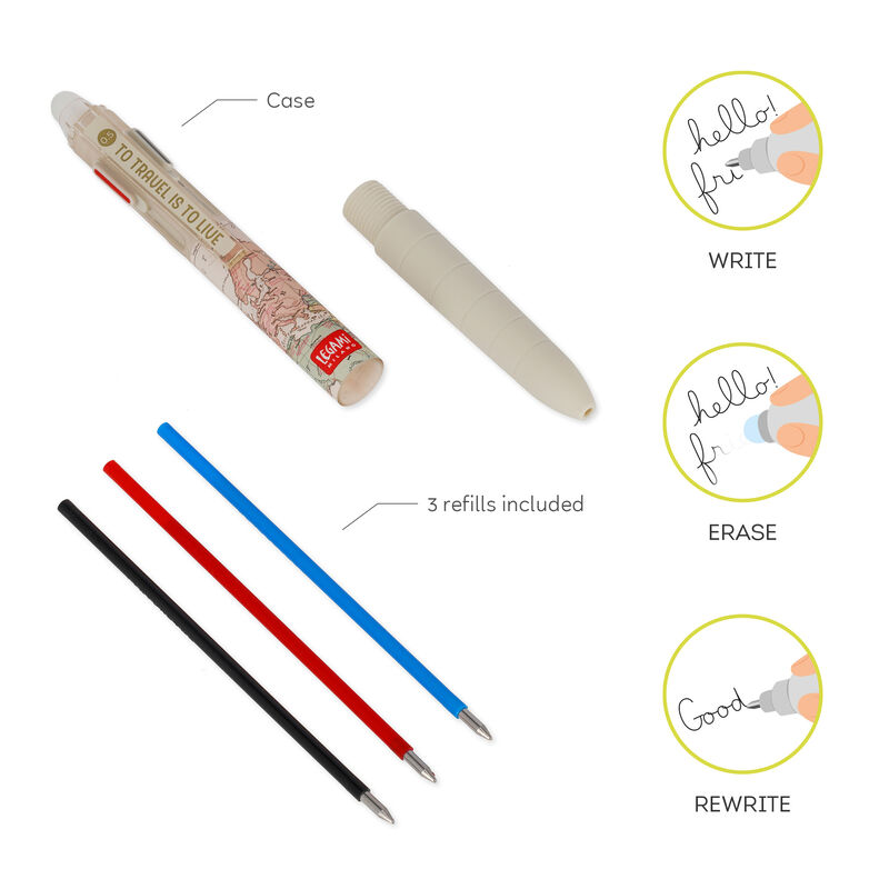 LEGAMI - Lot de 3 stylos gel effaçables, encre thermosensible, diamètre  pointe 0,7 mm, hauteur : 15 cm, encre rouge, noire, bleue EPSET0001 :  : Fournitures de bureau