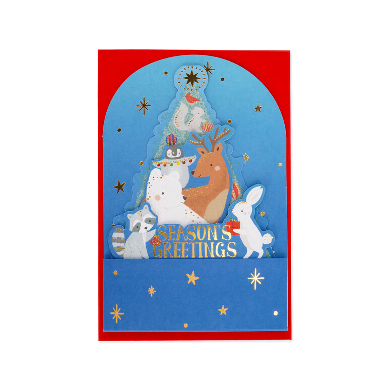 Christmas Pop Up Card - Xmas Tree Animals