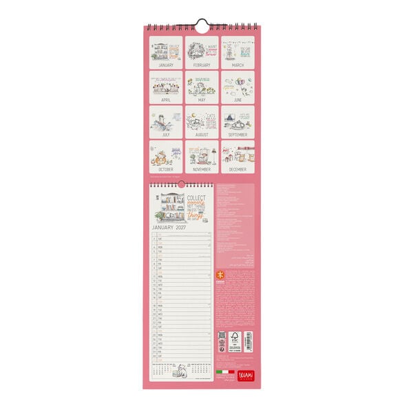 Calendario da Parete 2027 - 16 x 49 cm - Sketchy Cats