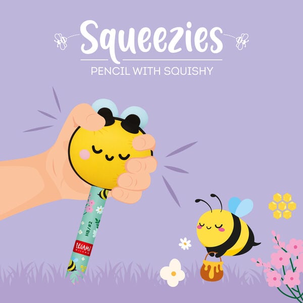Pencil with Squishy Bee "Be Different" - Squeezies Pencil with Squishy Bee "Be Different" - Squeezies