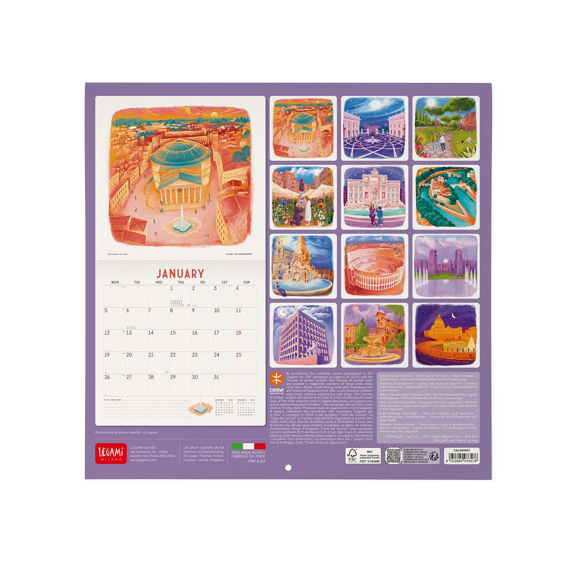 2026 Wall Calendar - 30 x 29 cm